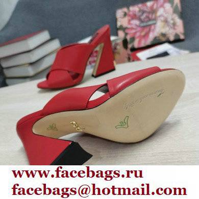 Dolce  &  Gabbana Heel 11cm Mules Calfskin Red with Geometric Heel 2022